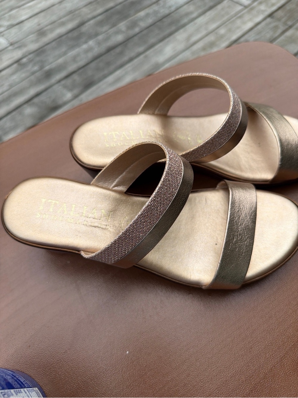 Gold Slide Sandals for Women